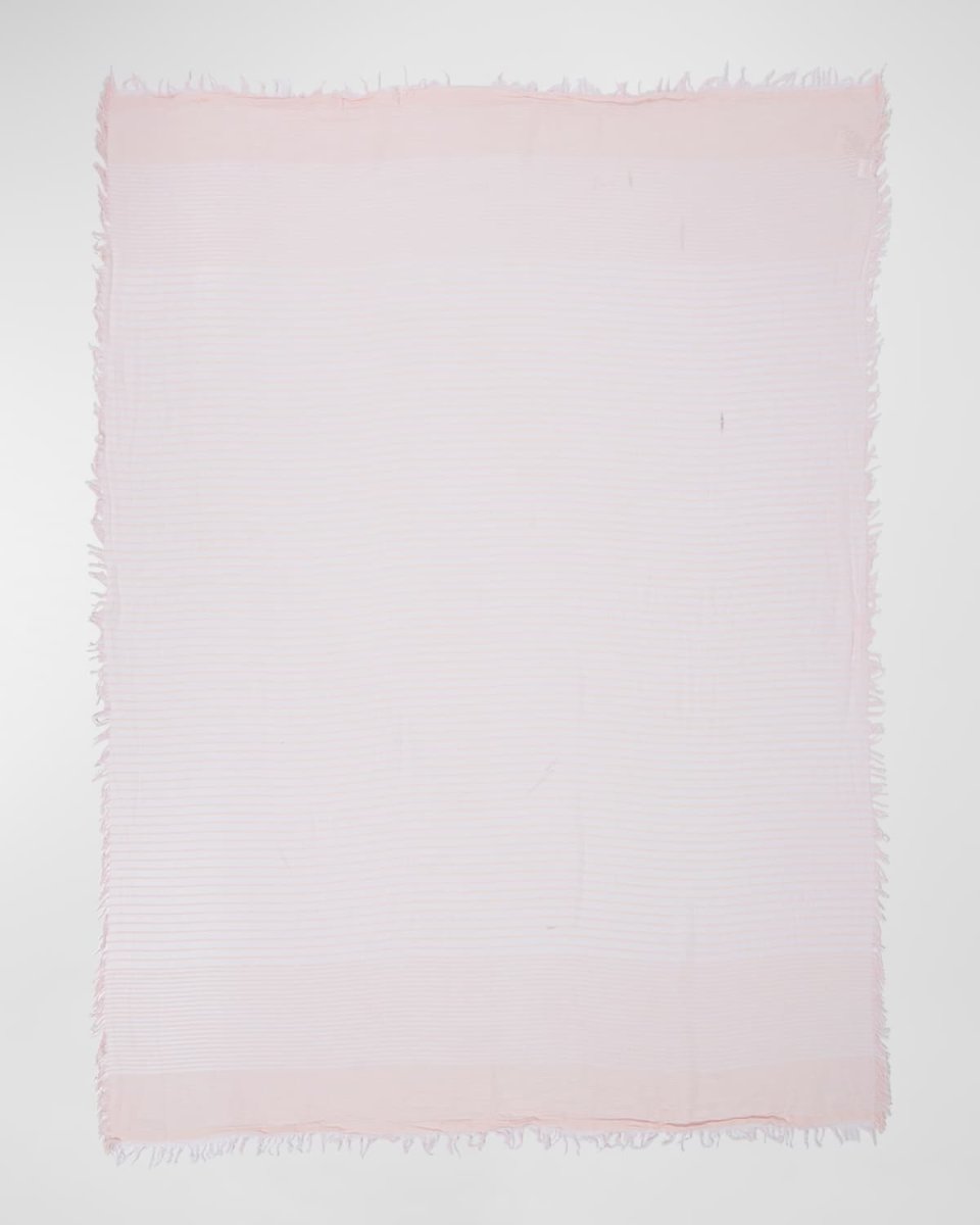Fringe-Trim Textured Striped Scarf